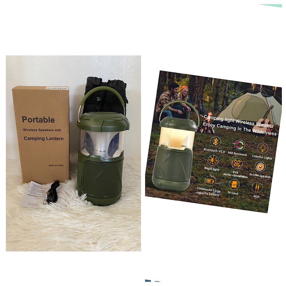 Portable Bluetooth Speakers LED Atmosphere Camping LightsOutdoor,IPX6 Waterproof